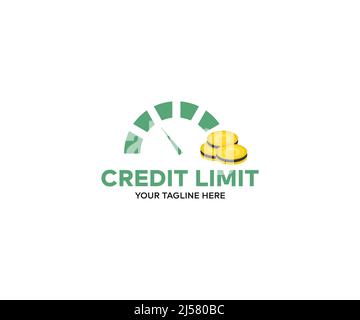 Design del logo del concetto di limite di credito. Finanza bancaria e concetto di denaro disegno vettoriale e illustrazione. Illustrazione Vettoriale