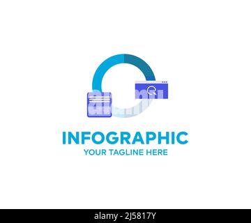 Design moderno del logo infografico aziendale. Processo aziendale, flusso di lavoro, diagramma, concetto di diagramma di flusso, tempistica, disegno e illustrazione vettoriale di vendita. Illustrazione Vettoriale
