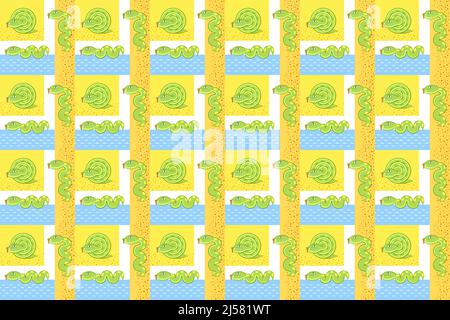 Snake cartoon sul mare senza cuciture sfondo pattern Illustrazione Vettoriale
