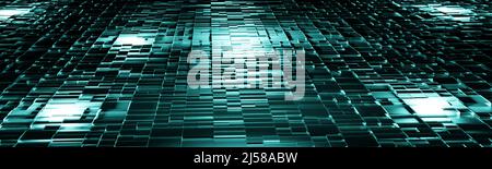 Sfondo astratto dalle forme geometriche e verde intenso. 3d rendering. Foto Stock