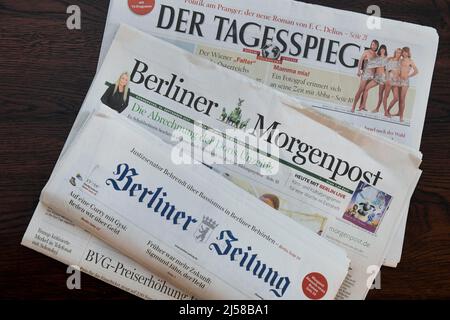 I quotidiani di Berlino Der Tagesspiegel, Berliner Morgenpost e Berliner Zeitung Foto Stock