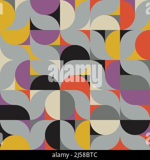 Design di arte moderna ispirato al design Bauhaus realizzato con forme geometriche astratte e forme audaci. Elementi grafici digitali per poster, copertina, arte, pr Illustrazione Vettoriale