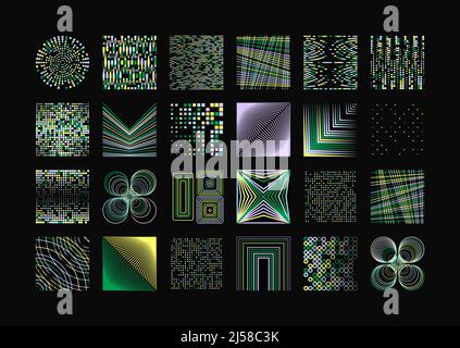Collezione astratta di simboli vettoriali con effetto casuale ispirati da estetiche brutaliste realizzate con forme geometriche ed elementi grafici per poster, co Illustrazione Vettoriale