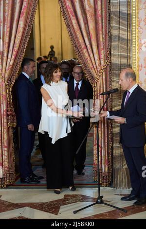 Madrid. Spagna. 20220421, Paz Padilla partecipa a un pranzo per i membri del mondo della Letteratura al Palazzo reale il 21 aprile 2022 a Madrid, Spagna credito: MPG/Alamy Live News Foto Stock