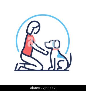 PET Care (cura PET) - icona singola isolata del design della linea vettoriale Illustrazione Vettoriale