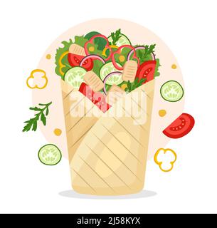 Shawarma con verdure Illustrazione Vettoriale