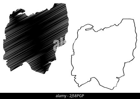 Wilczek Isola di Terra (Russia, Federazione Russa, Arcipelago di Franz Josef Terra) illustrazione vettoriale, schizza traccia Wilczek Mappa del territorio Illustrazione Vettoriale