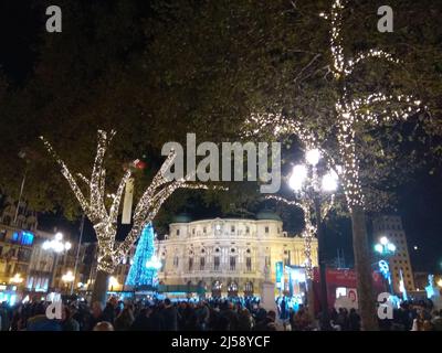 Bilbao, foto della notte di Natale della città di Biscayan. Spagna. Foto Stock