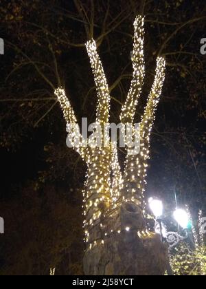 Bilbao, foto della notte di Natale della città di Biscayan. Spagna. Foto Stock