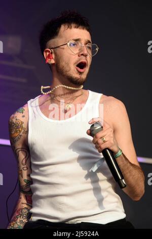 Cubelles, Spagna. 09th Apr 2022. La cantante di trappole Damia Rodriguez (Lildami) suona al Festival Spring Break di Cubelles. (Foto di Ramon Costa/SOPA Images/Sipa USA) Credit: Sipa USA/Alamy Live News Foto Stock