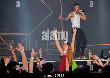 Cubelles, Spagna. 09th Apr 2022. La cantante di trappole Damia Rodriguez (Lildami) suona al Festival Spring Break di Cubelles. (Foto di Ramon Costa/SOPA Images/Sipa USA) Credit: Sipa USA/Alamy Live News Foto Stock