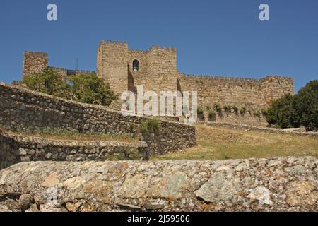 Vista del Castillo de Trujillo, Estremadura, Spagna Foto Stock