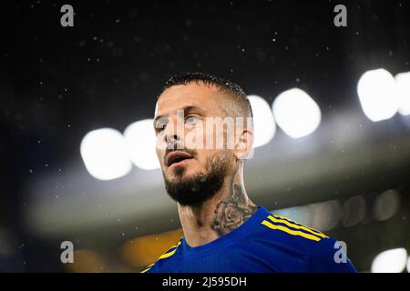 Buenos Aires, Argentina. 20th Apr 2022. Dario Benedetto in azione durante la partita tra Boca Juniors e Godoy Cruz come parte della Copa de la Liga 2022 all'Estadio Alberto J. Armando. (Punteggio finale; Boca Juniors 1:1 Godoy Cruz) (Photo by Manuel Cortina/SOPA Images/Sipa USA) Credit: Sipa USA/Alamy Live News Foto Stock