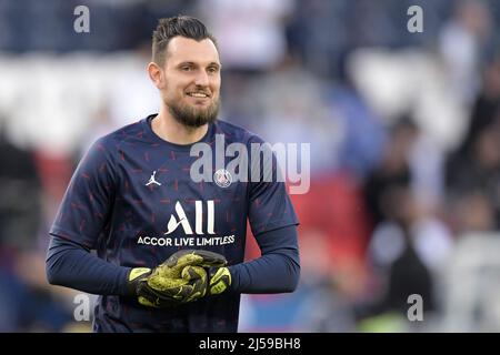 PARIGI - PARIGI SAINT-GERMAIN portiere Alexandre Letellier. Durante la partita francese Ligue 1 tra Parigi Saint-Germain e Olympique Marseille al Parc des Princes di Parigi, Francia, il 17 aprile 2022. ANP | altezza olandese| GERRIT DA COLONIA Foto Stock