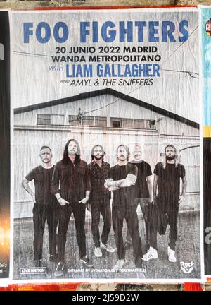 Foo Fighters e Liam Gallagher prossimo concerto concerto di concerto show washed out poster, lo spettacolo si terrà il 20 giugno 2022. Madrid, Spagna Foto Stock