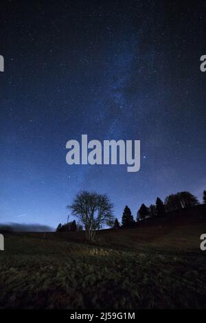 Notte stellata con Mily Way nel cielo (foto a lunga esposizione) Foto Stock