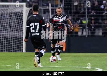 21 aprile 2022, Lugano, Tessin, Svizzera: Lugano, Svizzera, 21.04.22 i  giocatori di Lugano festeggiano la vittoria dopo la semifinale della Coppa  Svizzera tra il FC Lugano e il FC Luzern al Cornaredo