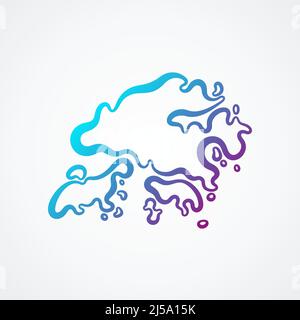 Mappa di Hong Kong con sfumatura blu-viola. Illustrazione Vettoriale