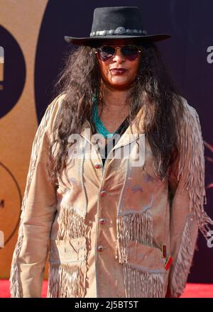 Los Angeles, Stati Uniti. 21st Apr 2022. HOLLYWOOD, LOS ANGELES, CALIFORNIA, Stati Uniti d'America - APRILE 21: L'attrice americana Pam Grier arriva al TCM Classic Film Festival Opening Night 2022 40th Anniversary Screening of 'E.T. The Extra-Terrestrial' tenuto al TCL Chinese Theatre IMAX il 21 aprile 2022 a Hollywood, Los Angeles, California, Stati Uniti. (Foto di Image Press Agency) credito: Image Press Agency/Alamy Live News Foto Stock