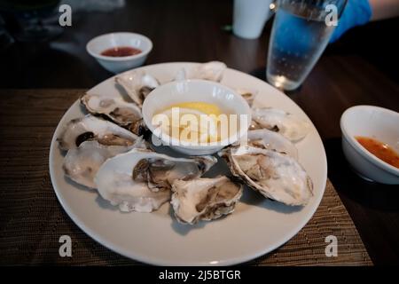 Ostriche per antipasti al J W Marriott Cafe Bangkok Thailandia Foto Stock