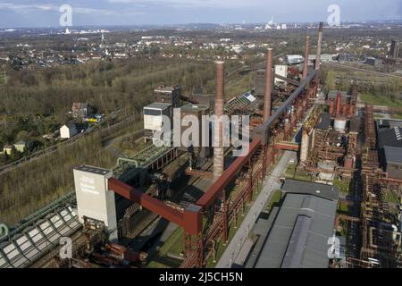 Vista aerea dell'impianto di coking Zollverein di Essen, Germania, che ha cessato l'attività nel 1993. Insieme alla collisioni Zollverein, l'ex impianto di coking è stato dichiarato patrimonio dell'umanità dall'UNESCO nel 2001. [traduzione automatizzata] Foto Stock