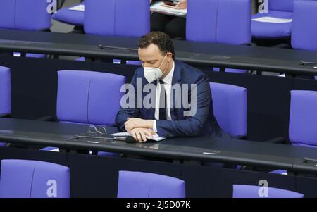 Berlino, DEU, 24 febbraio 2021 - il Ministro tedesco della Sanità Jens Spahn, CDU, prima dell'inizio della sessione plenaria del Bundestag. [traduzione automatizzata] Foto Stock