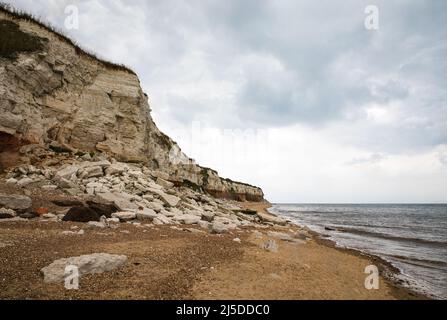 L'iconico faro di Old Hunstanton al tramonto. Foto Stock