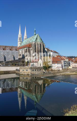 Stadtpanorama mit Peterskirche, Neiße, Görlitz, Sachsen, Deutschland, Europa Foto Stock