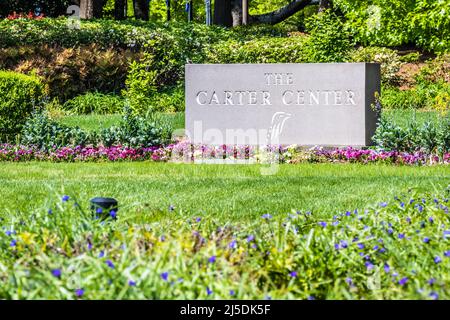 Cartello d'ingresso al carter Center, che include la biblioteca e il museo presidenziale di Jimmy carter, ad Atlanta, Georgia. (USA) Foto Stock