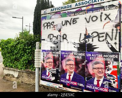 Campagna per il secondo turno delle elezioni presidenziali francesi, Lione, Francia Foto Stock