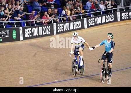 Julian Alaphilippe in Italia, dopo aver vinto l'ultimo giorno di eliminazione Mens della Tissot UCI Track Nations Cup 2022 al Sir Chris Hoy Velodrome di Glasgow. Data foto: Venerdì 22 aprile 2022. Foto Stock