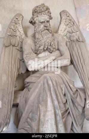 Viev di una scultura nel cimitero monumentale di Genova Foto Stock