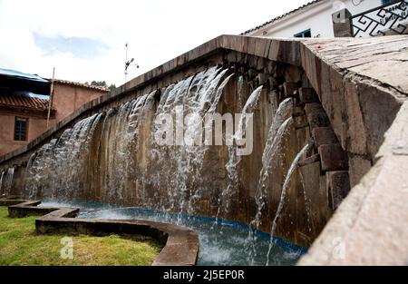 Fontana in Plaza San Blas Cusco Foto Stock