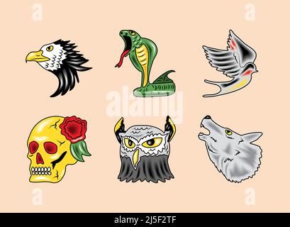 tatuaggio vecchia scuola Illustrazione Vettoriale