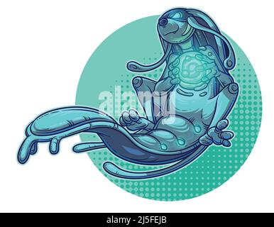 Illustrazione vettoriale di un elemento d'acqua di un mostro cartoon. Illustrazione Vettoriale