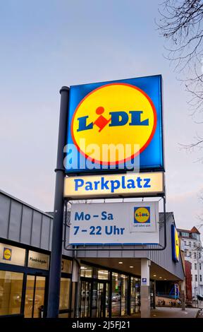 Discounter Lidl, Logo, Swild, Parkplatz, Deutschland, Europa Foto Stock