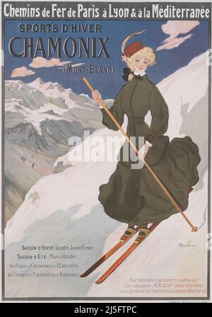 Poster dello sci d'epoca del 1900 - Sports d'hiver. Chamonix (Monte Bianco) 1905 . 1905 351 Sport d'hiver Chamonix (Mont-Blanc), di Jules Abel Faivre Foto Stock