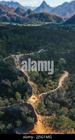 Vista aerea del Canyon Pai a Pai, Mae Hong Son, Thailandia Foto Stock