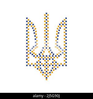 Segno Ucraina stemma, sigillo, emblema nazionale, isolato su sfondo bianco. Vettore stemma di Ucraina. Stemma ucraino. Illustrazione Vettoriale