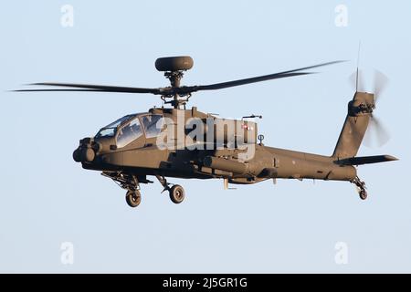 Nuovo Boeing Apache AH-64E con partenza da Wattisham Airfield. Foto Stock