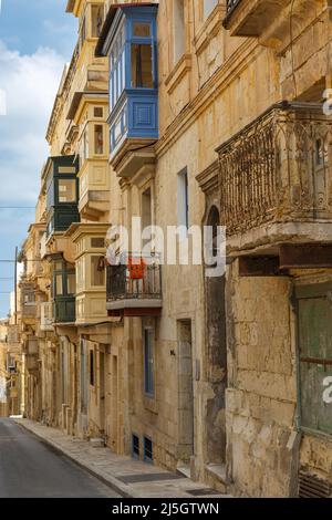 Foto architettoniche delle strade di la Valletta, Malta Foto Stock