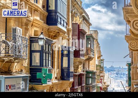 Foto architettoniche delle strade di la Valletta, Malta Foto Stock