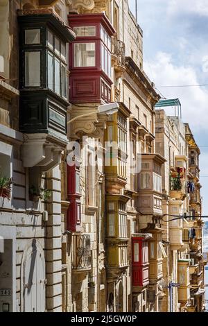 Foto architettoniche delle strade di la Valletta, Malta Foto Stock