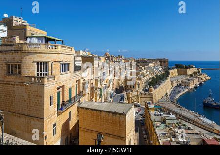 Foto architettoniche delle strade di la Valletta, Malta Foto Stock