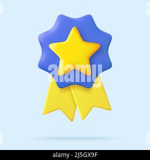 3D medaglia del vincitore con nastro. Illustrazione Vettoriale