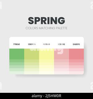 Le tavolozze o gli schemi di colori freschi corrispondono alle combinazioni di trend e alle guide delle palette di quest'anno; le tonalità dei colori delle tabelle sono RGB o ESADECIMALI. Un campione di colore Illustrazione Vettoriale