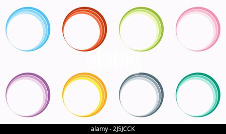Set di icone colorate del cerchio vettoriale geometrico astratto Illustrazione Vettoriale