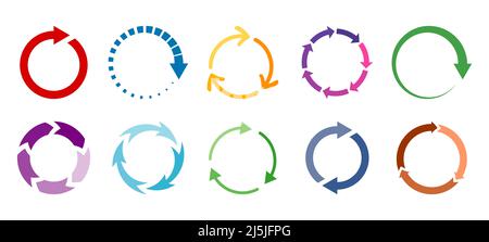 Set di elementi vettoriali a freccia circolare Illustrazione Vettoriale