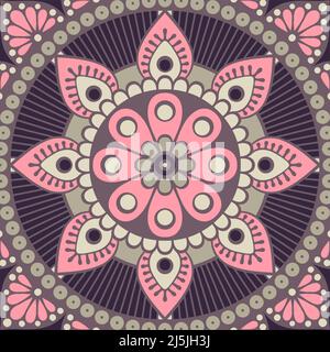 Mandala di colore beige rosa e viola scuro. Illustrazione vettoriale Illustrazione Vettoriale