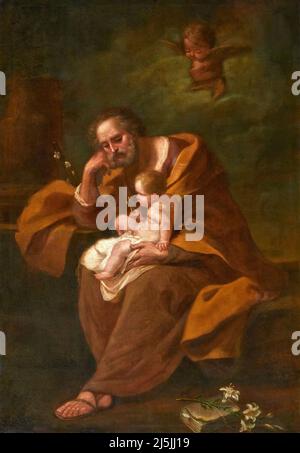 San Giuseppe col Bambino - olio su tela - Domenico Pedrini - 1780 - Bologna, Italia,chiesa di S.Maria della vita Foto Stock